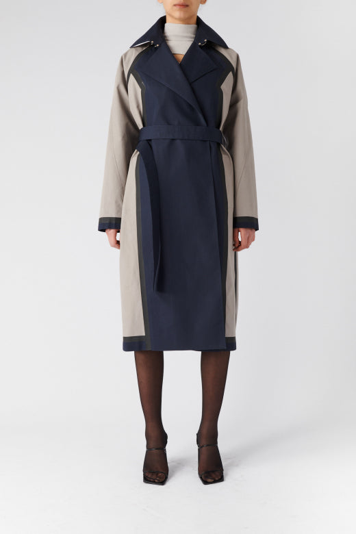 BOYAROVSKAYA Reversible Waterproof Trench Navy