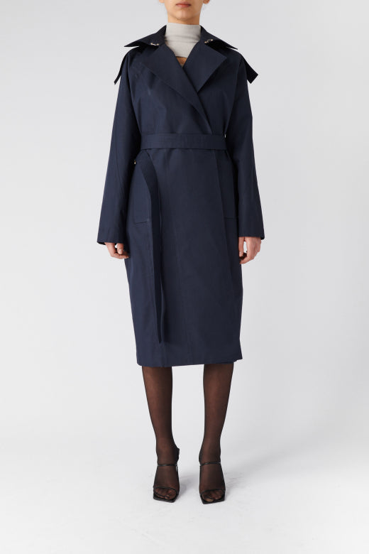 BOYAROVSKAYA Reversible Waterproof Trench Navy