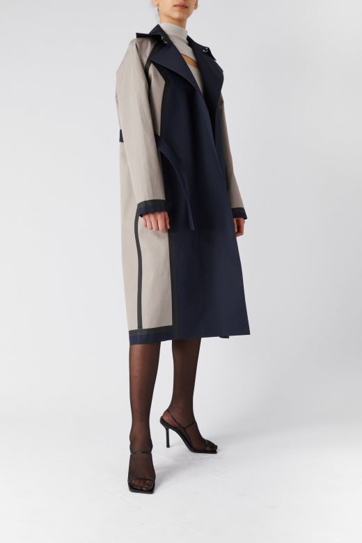 BOYAROVSKAYA Reversible Waterproof Trench Navy