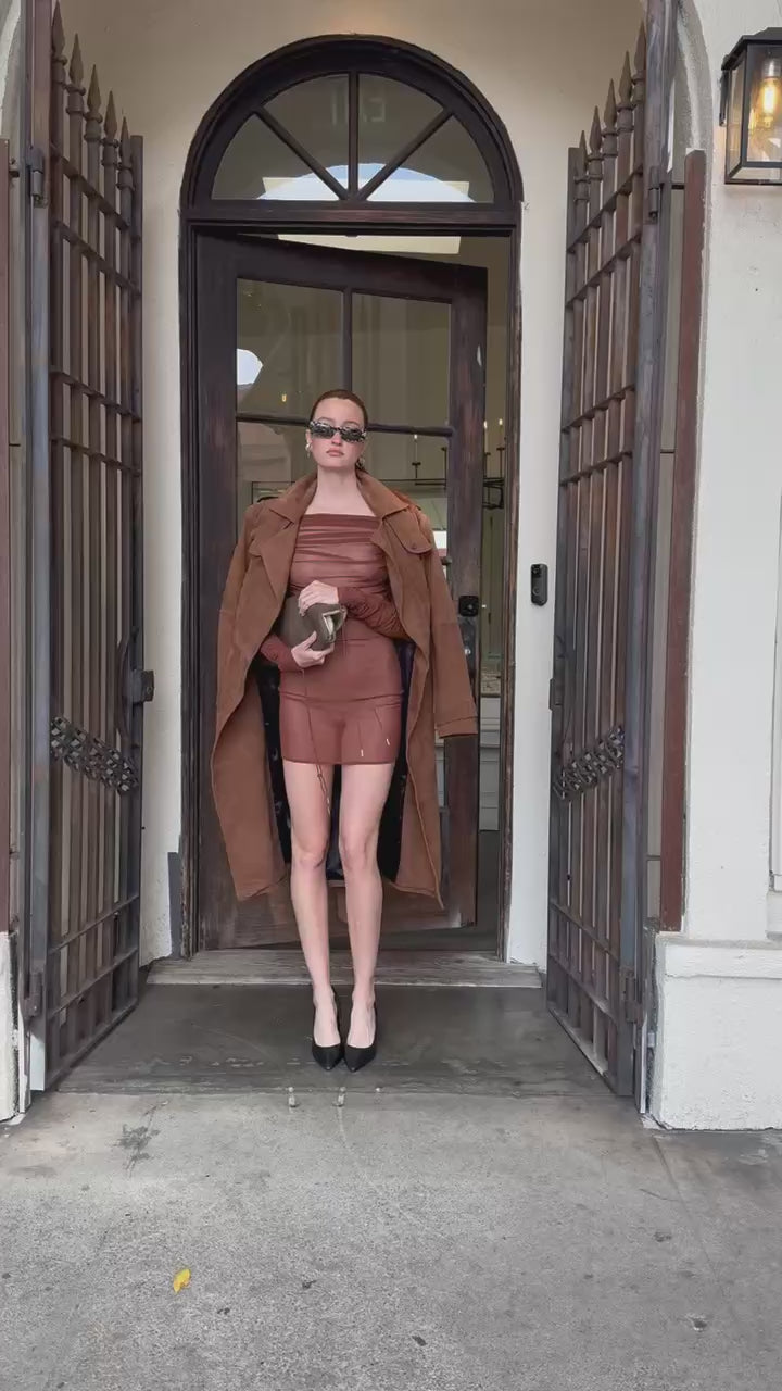 ATLEIN Off The Shoulder Ruched Mini Dress