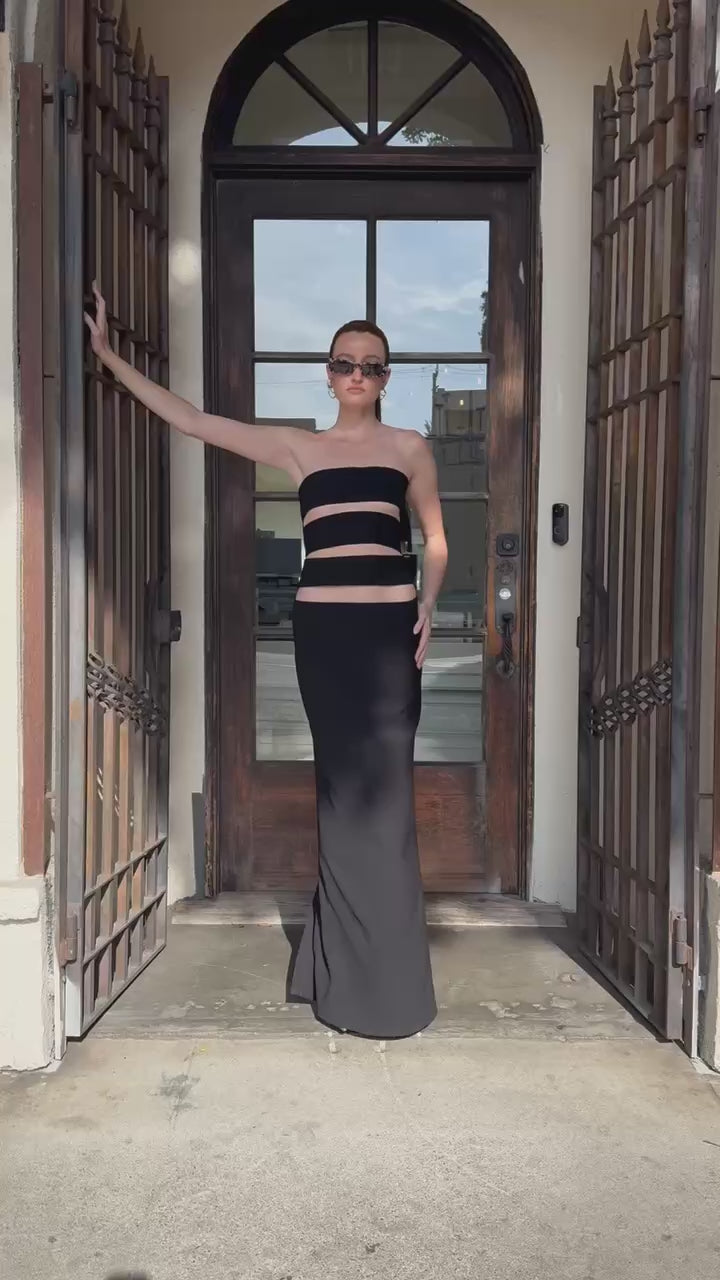MONOT Horizontal Cutout Bandage Maxi Dress