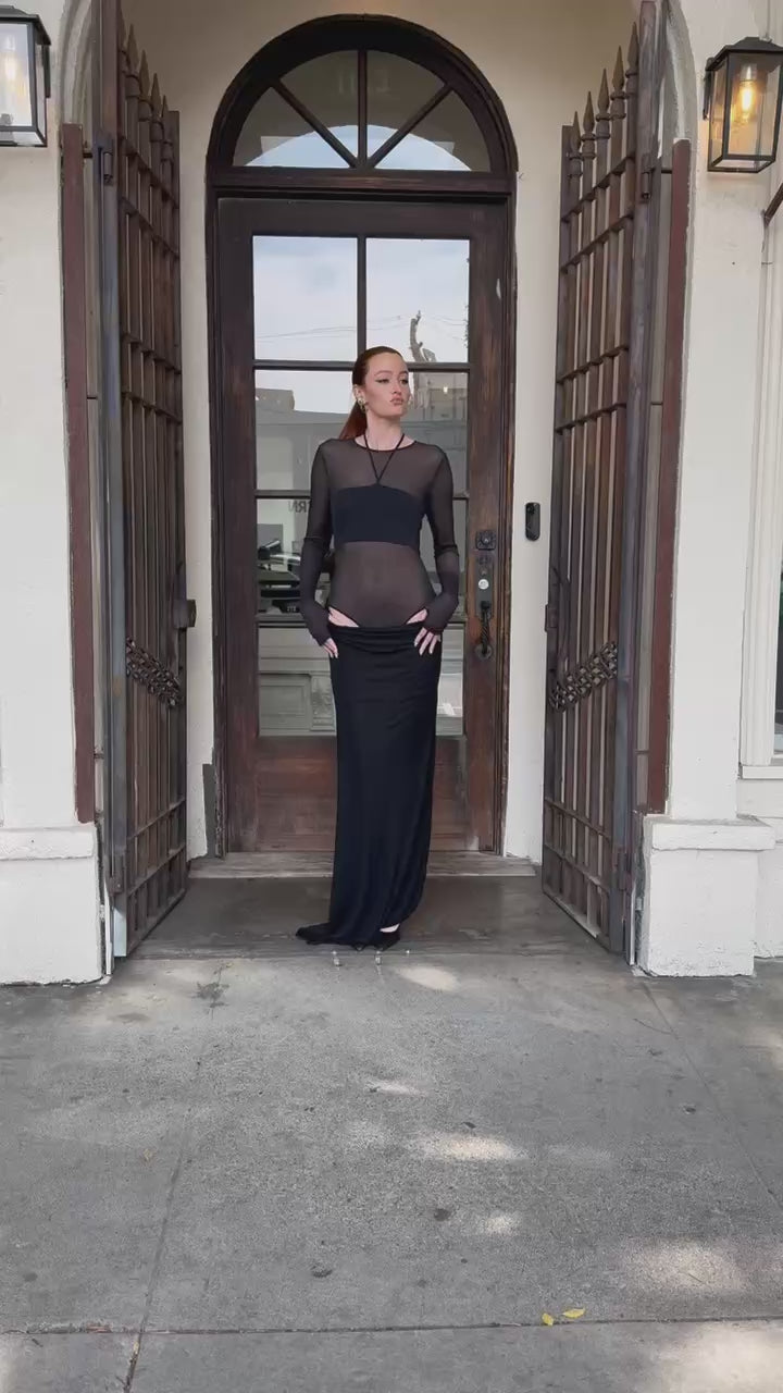 ANDREADAMO Jersey Long Dress With Ribbed Body