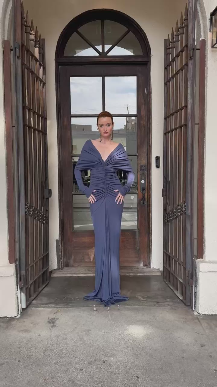 ATLEIN V Neck Cut Out Gown