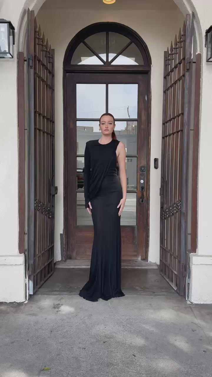 ANDREADAMO Draped Jersey Long Dress