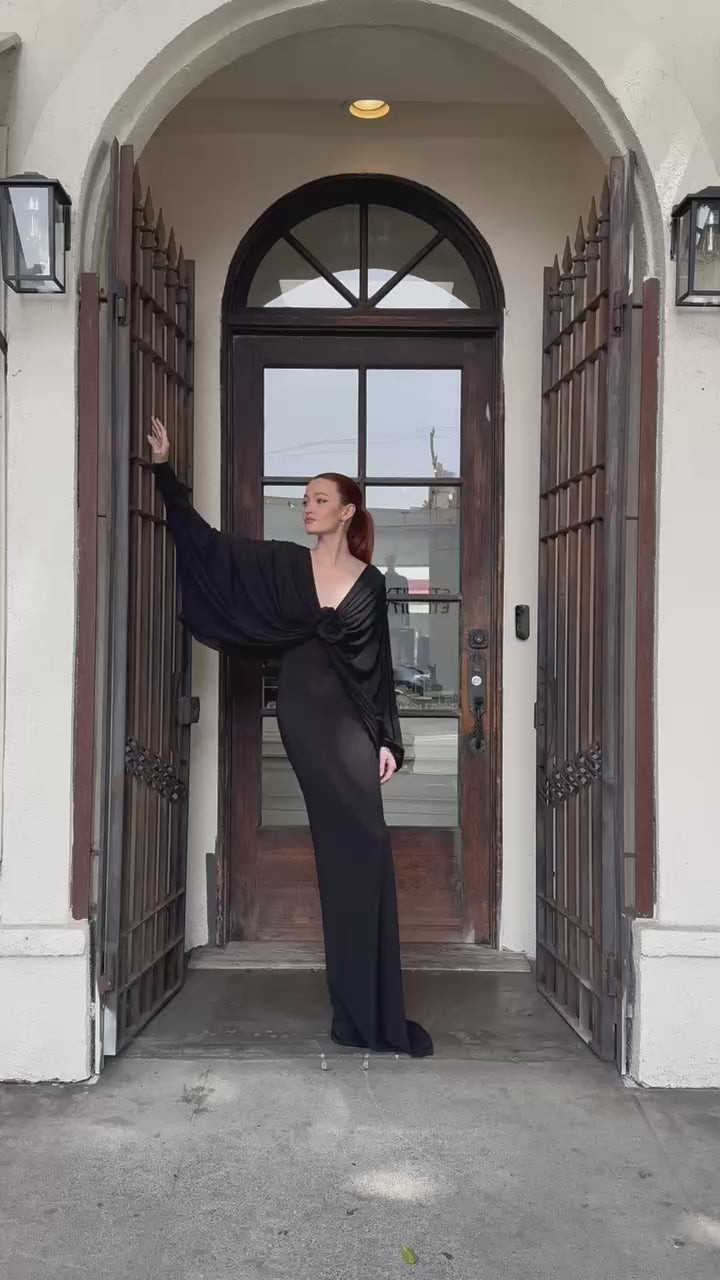 GIUSEPPE DI MORABITO Long Dress In Crepe Jersey With Floral Pin