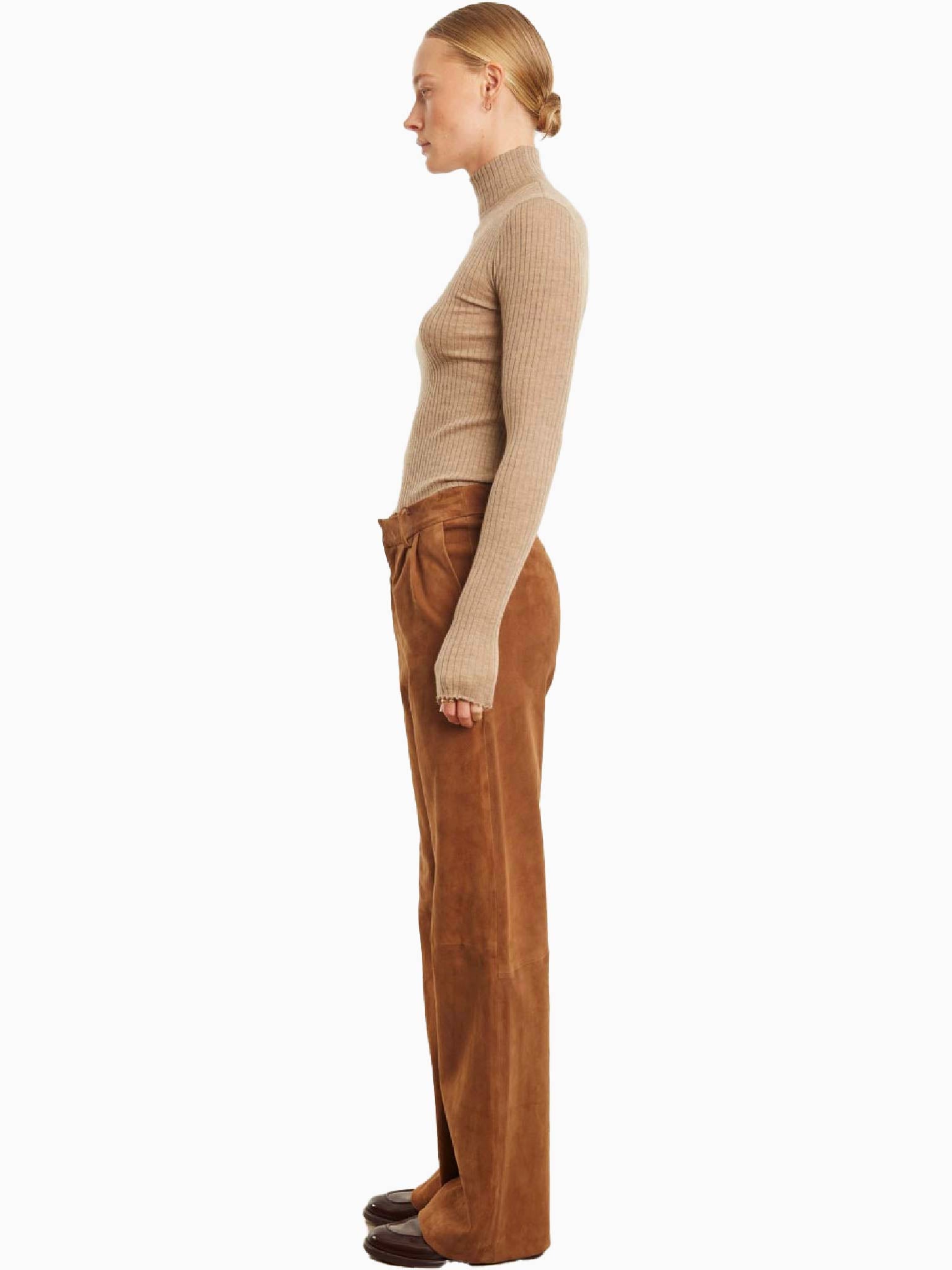 SPRWMN Suede Straight Leg Trousers