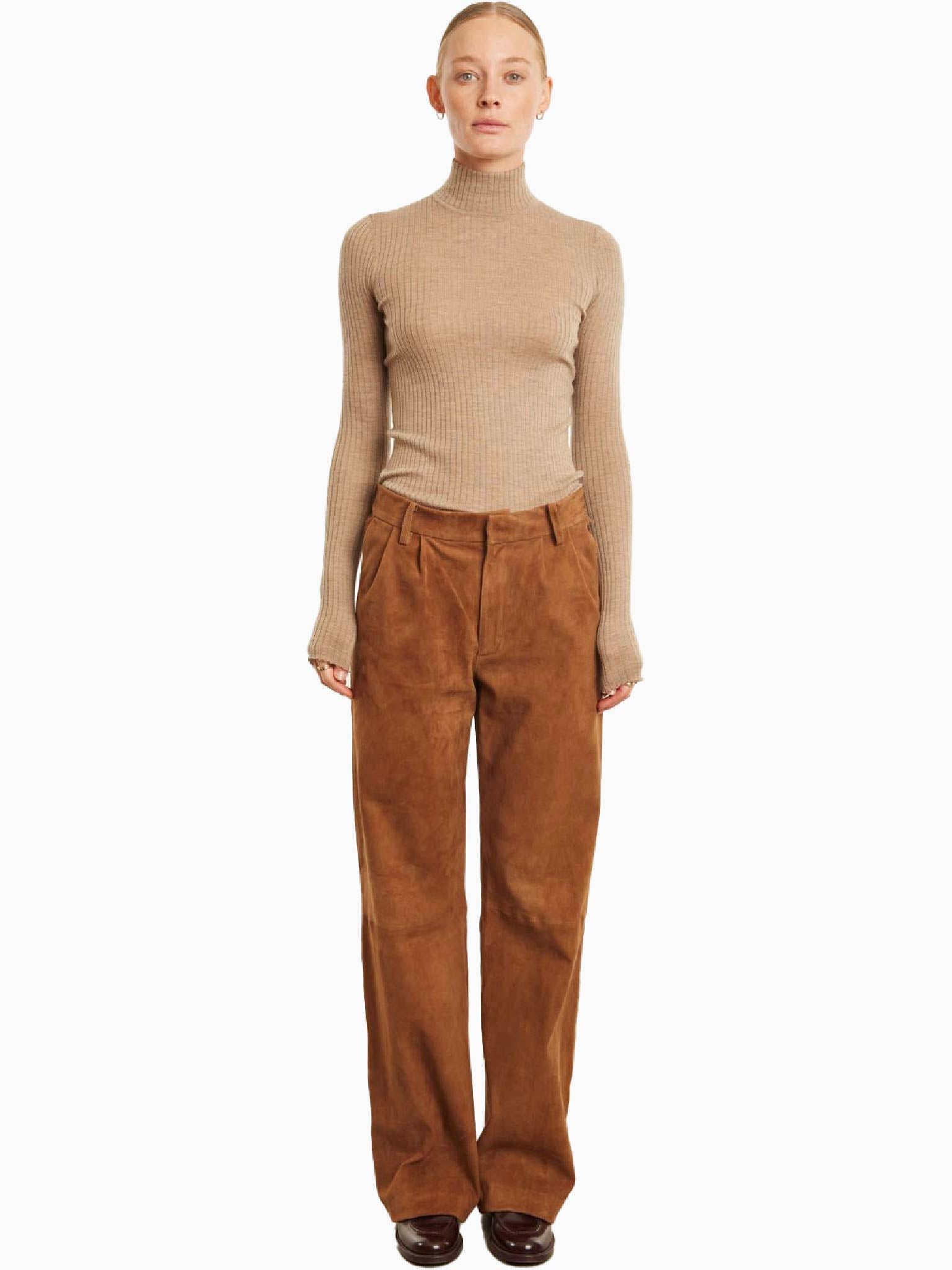 SPRWMN Suede Straight Leg Trousers