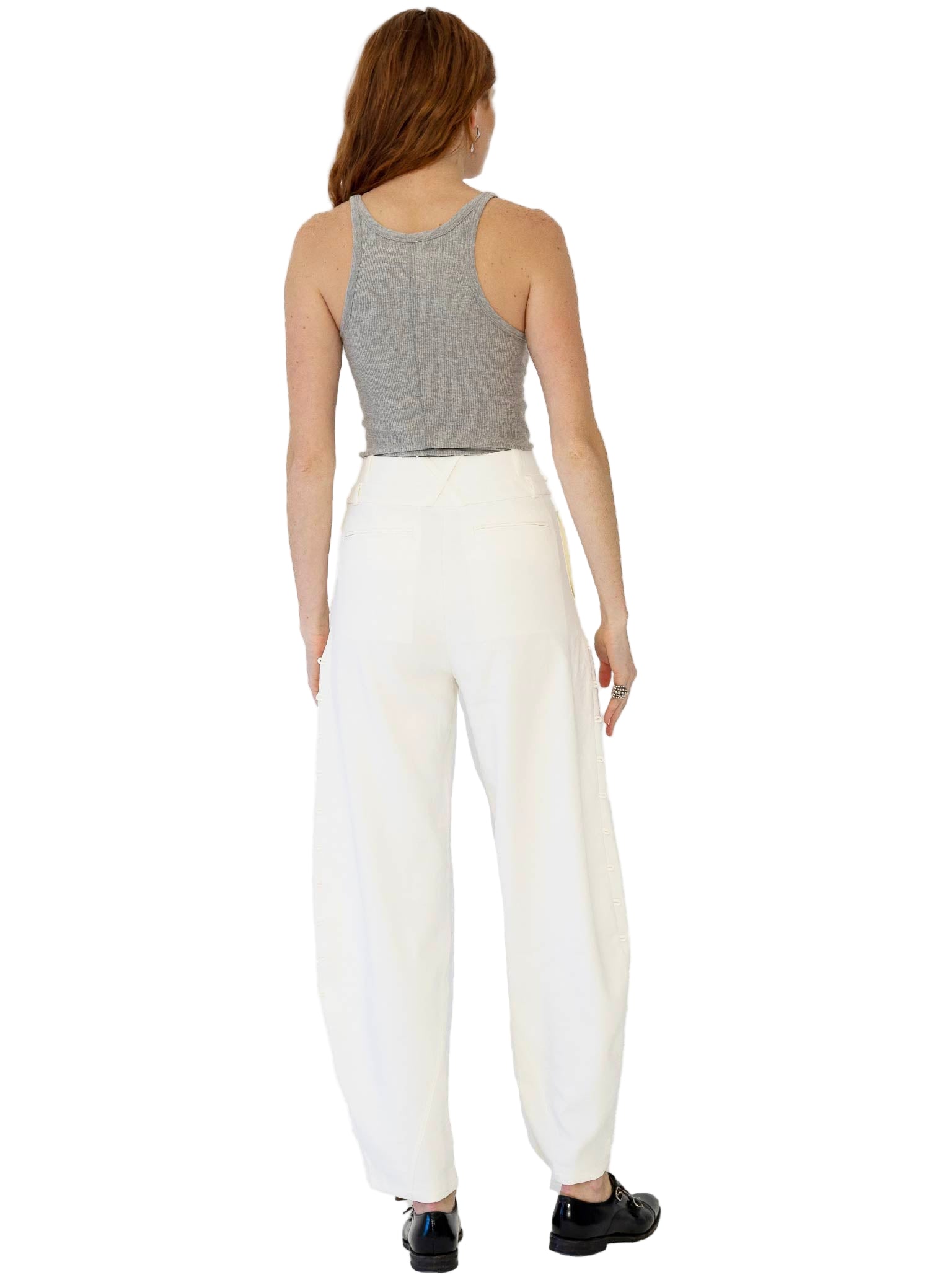 HAN WEN STUDIO Curved Wide-Leg Trouser Cream