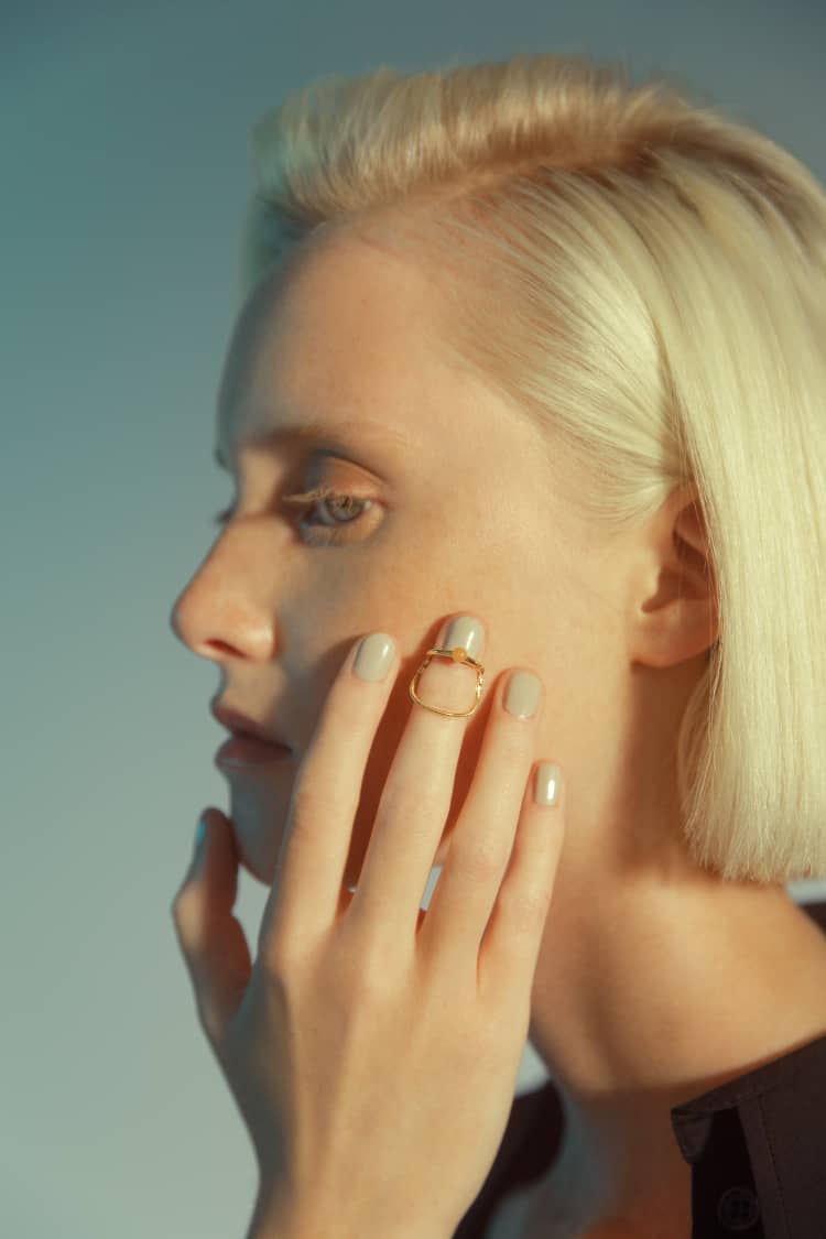 MAM 18k Gold Midi Chain Ring with Aventurine