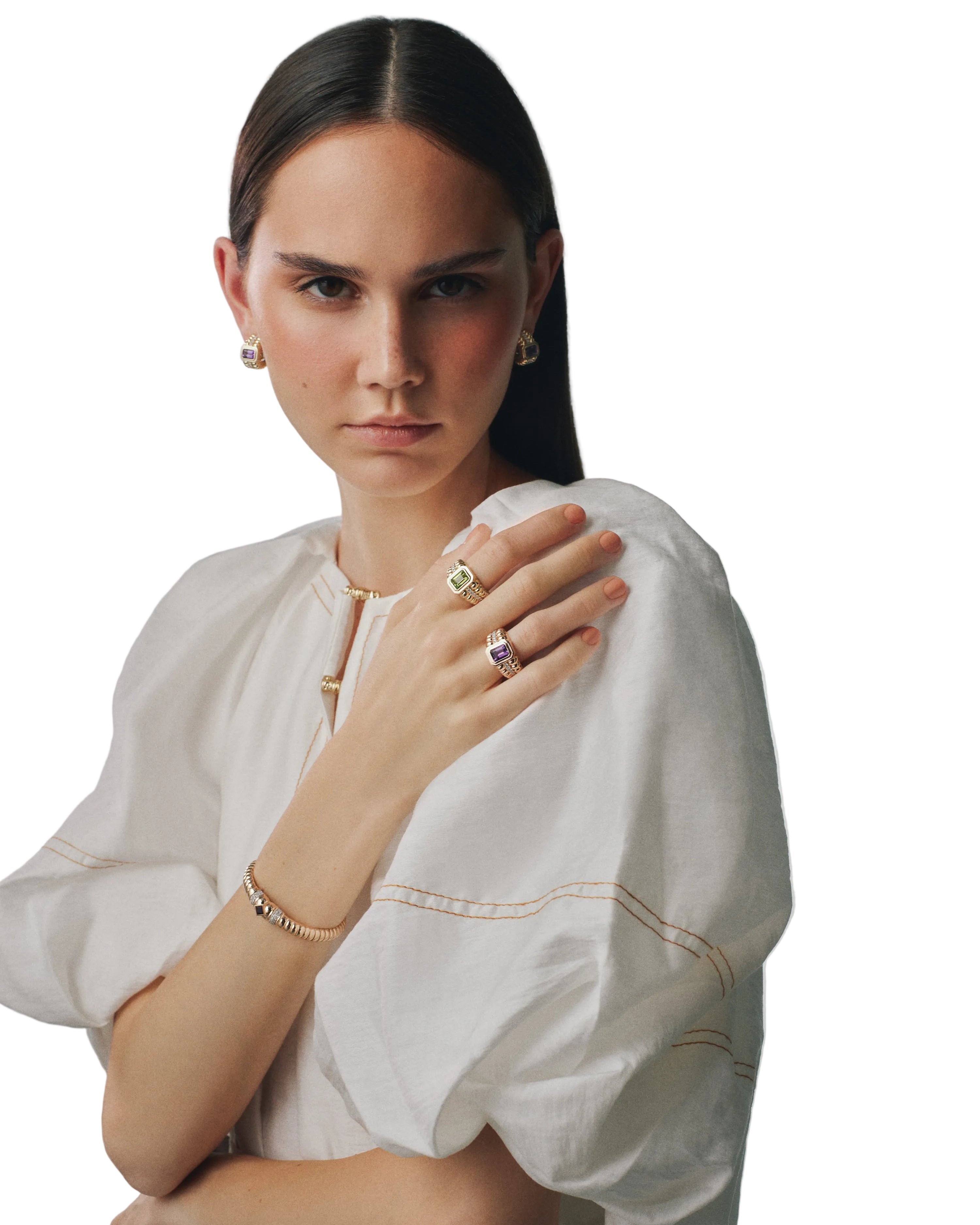 SIM AND ROZ Morphose Peridot Earrings