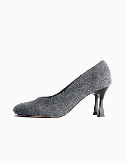 GIA STUDIOS Grey Round Toe Pumps in Wool