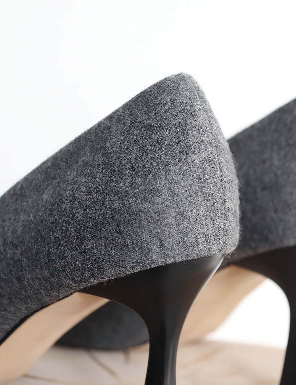 GIA STUDIOS Grey Round Toe Pumps in Wool