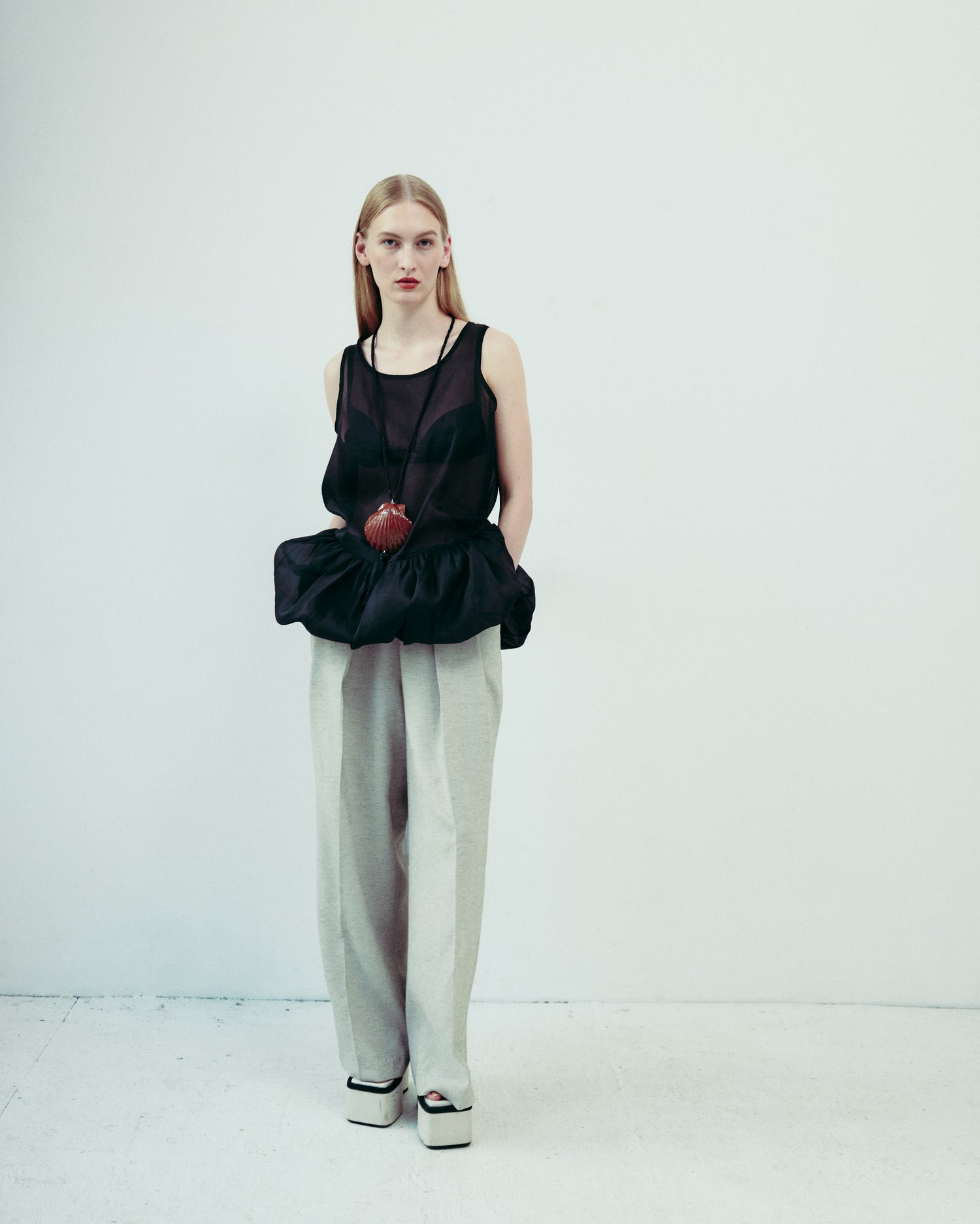 DROP EDITION Sheer Balloon Dress