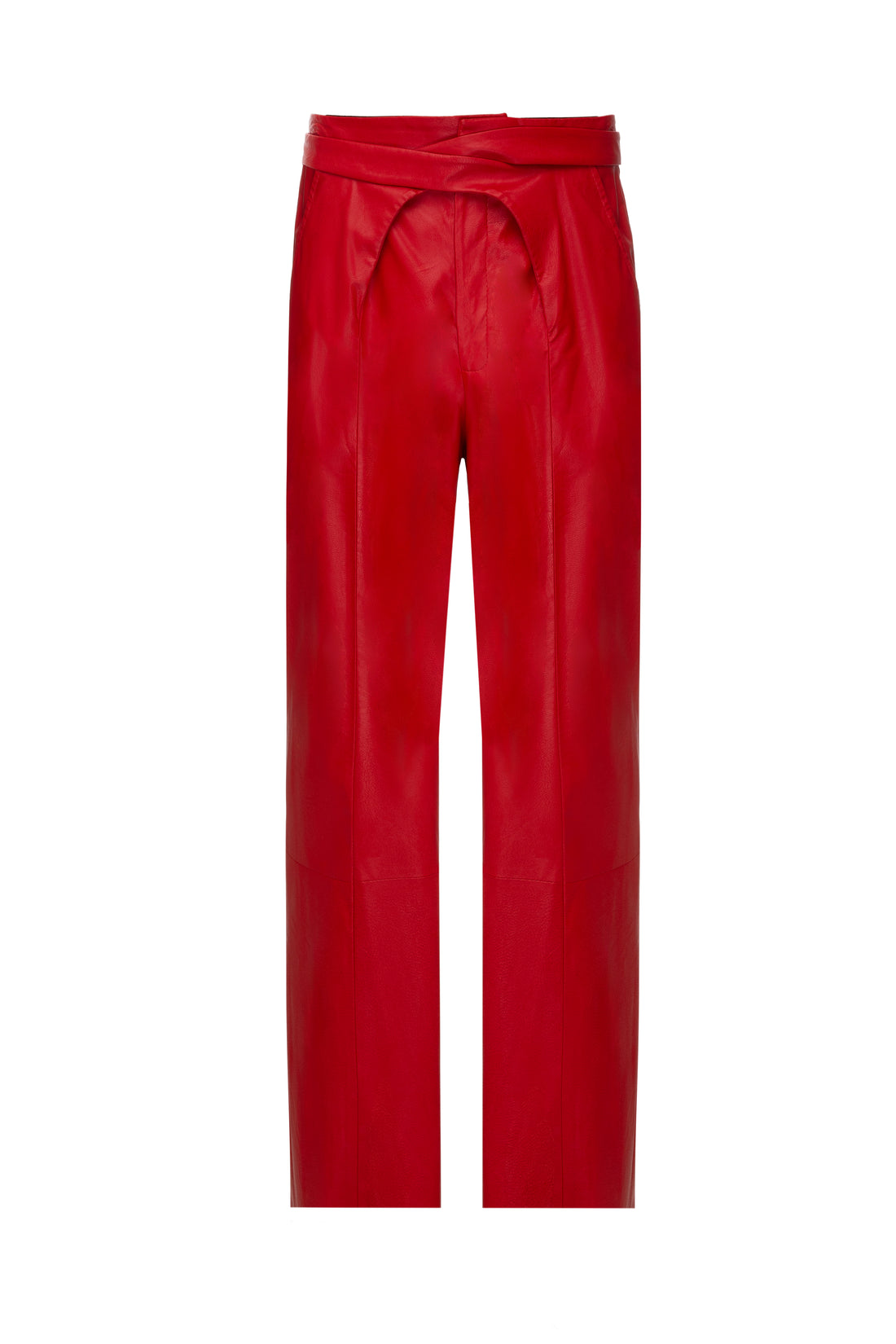 SITUATIONIST Red Pants in Vegan Leather