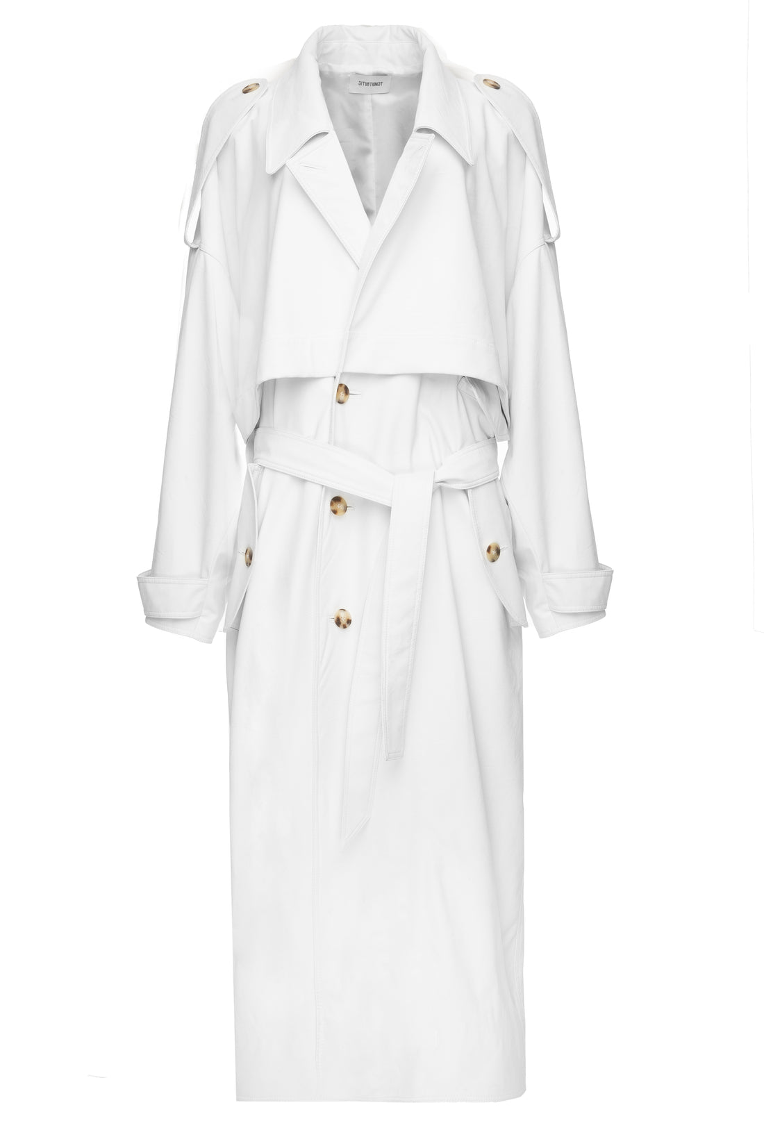 SITUATIONIST White Trench Coat in Natural Leather