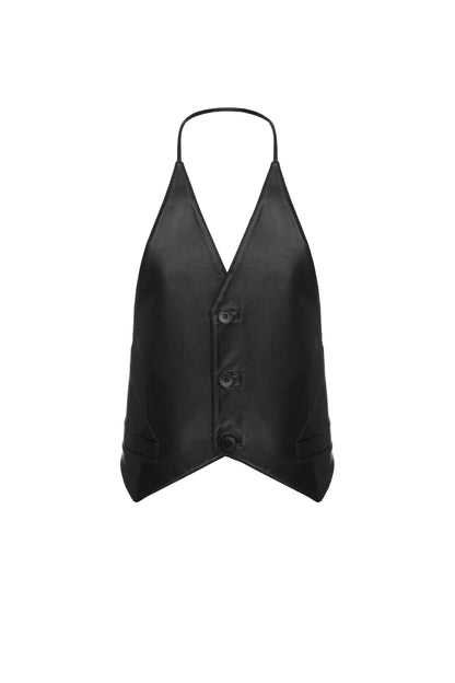 SITUATIONIST Black Vest in Natural Leather