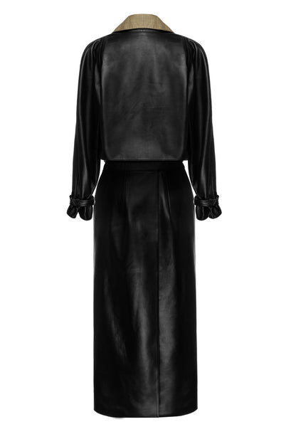 SITUATIONIST Reversible Houndstooth and Leather Coat