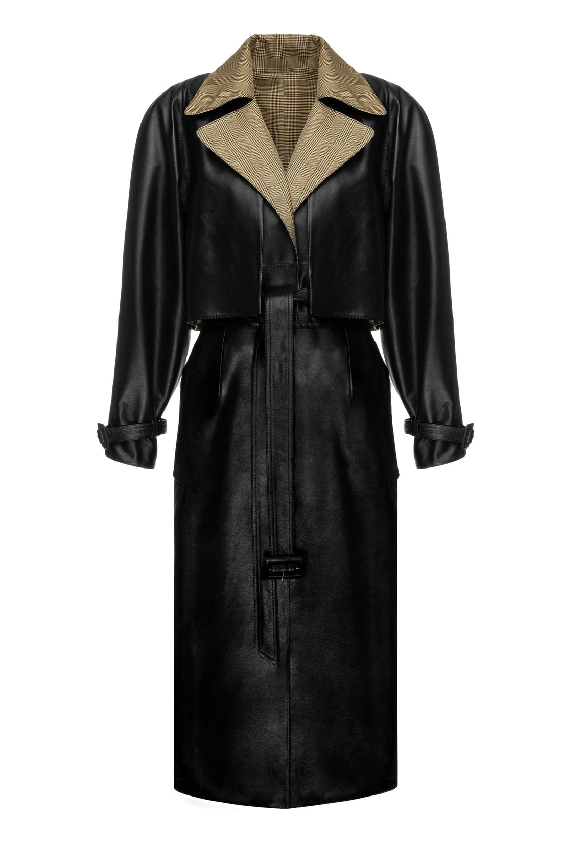 SITUATIONIST Reversible Houndstooth and Leather Coat