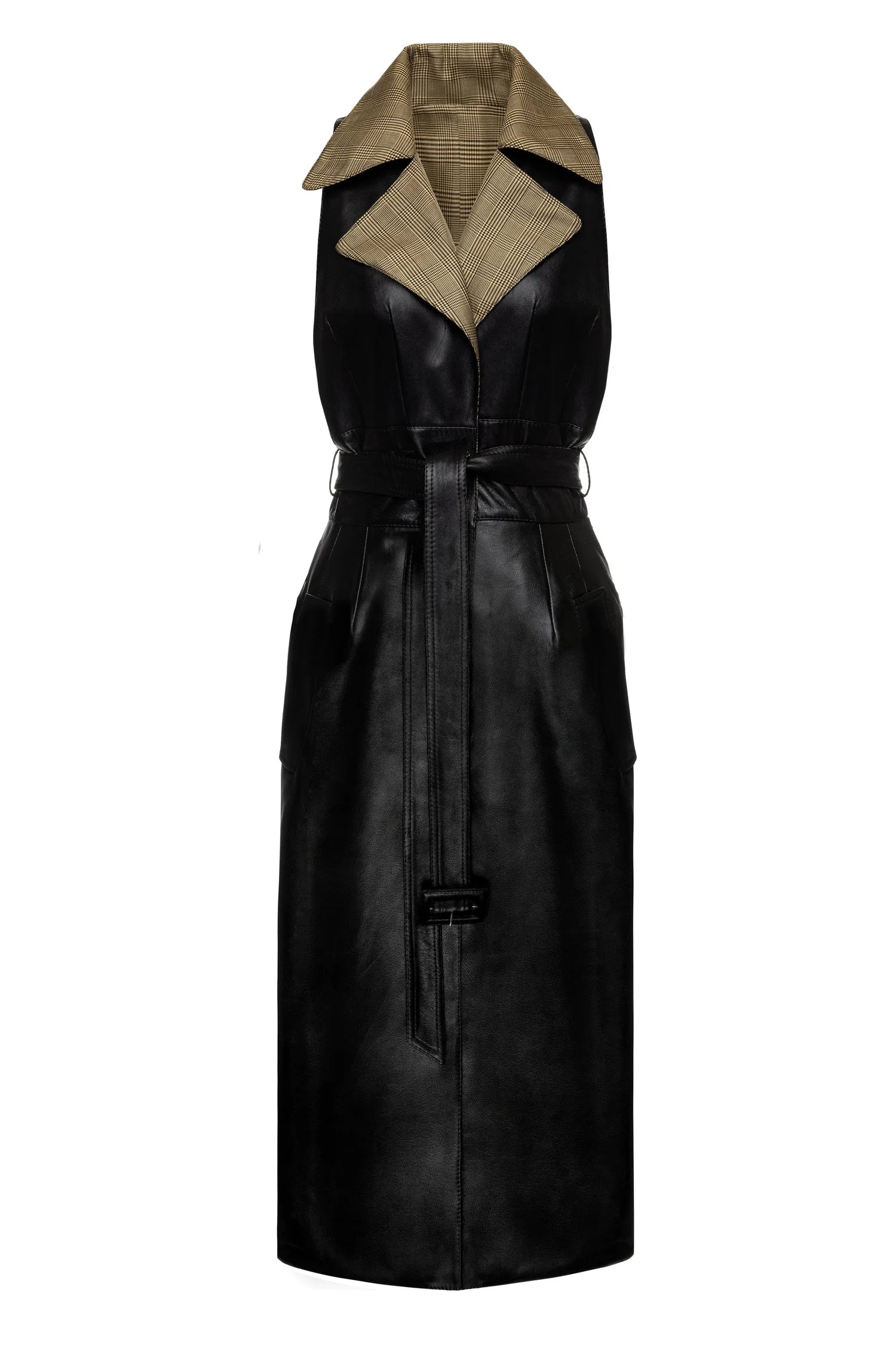 SITUATIONIST Reversible Houndstooth and Leather Coat