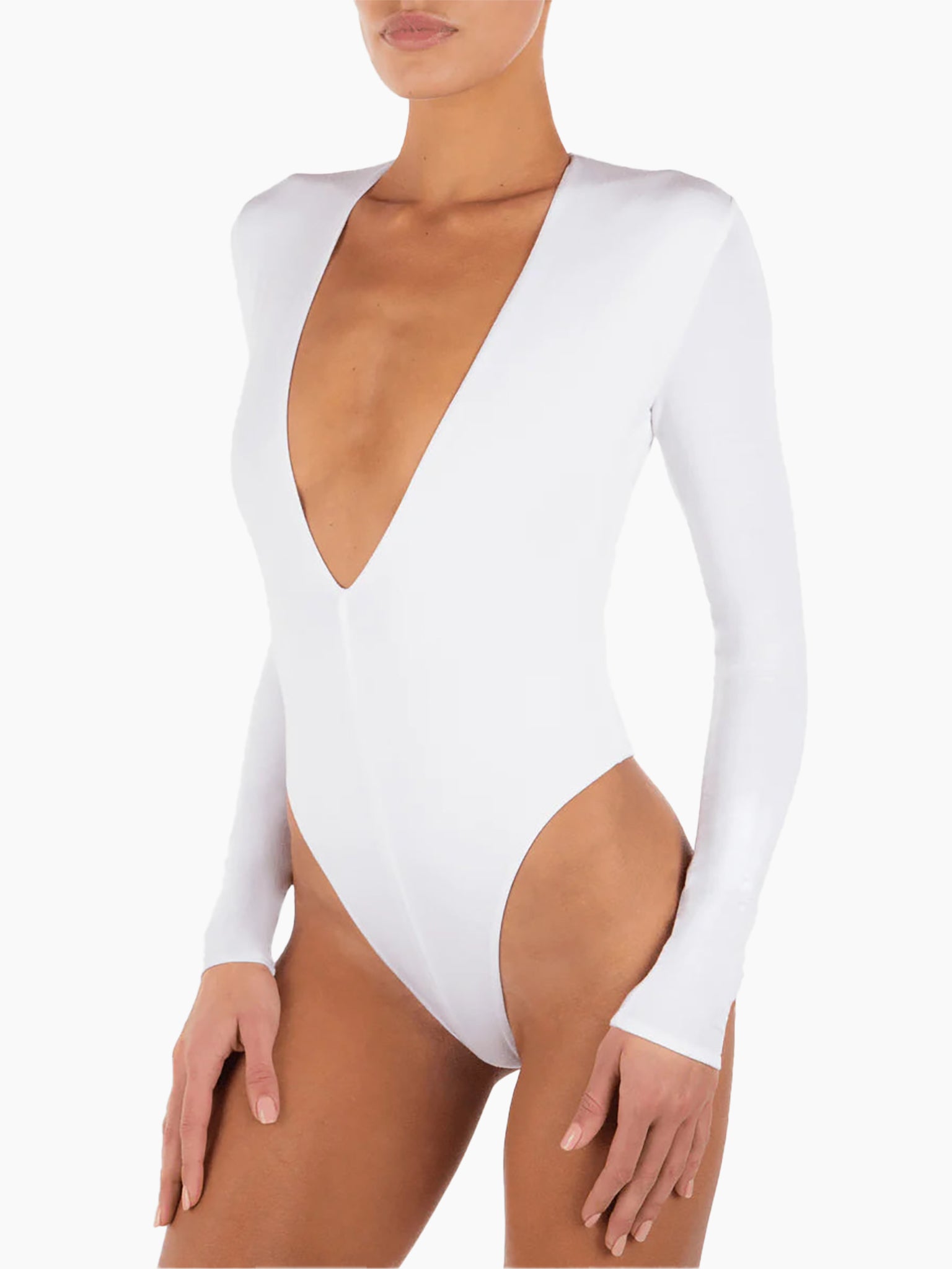 ETERNE Long Sleeve Deep V Bodysuit