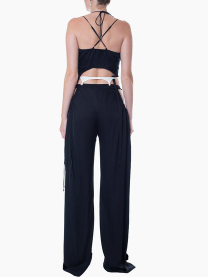 HAN WEN STUDIO Relaxed Fit Cut Out Silk Pant