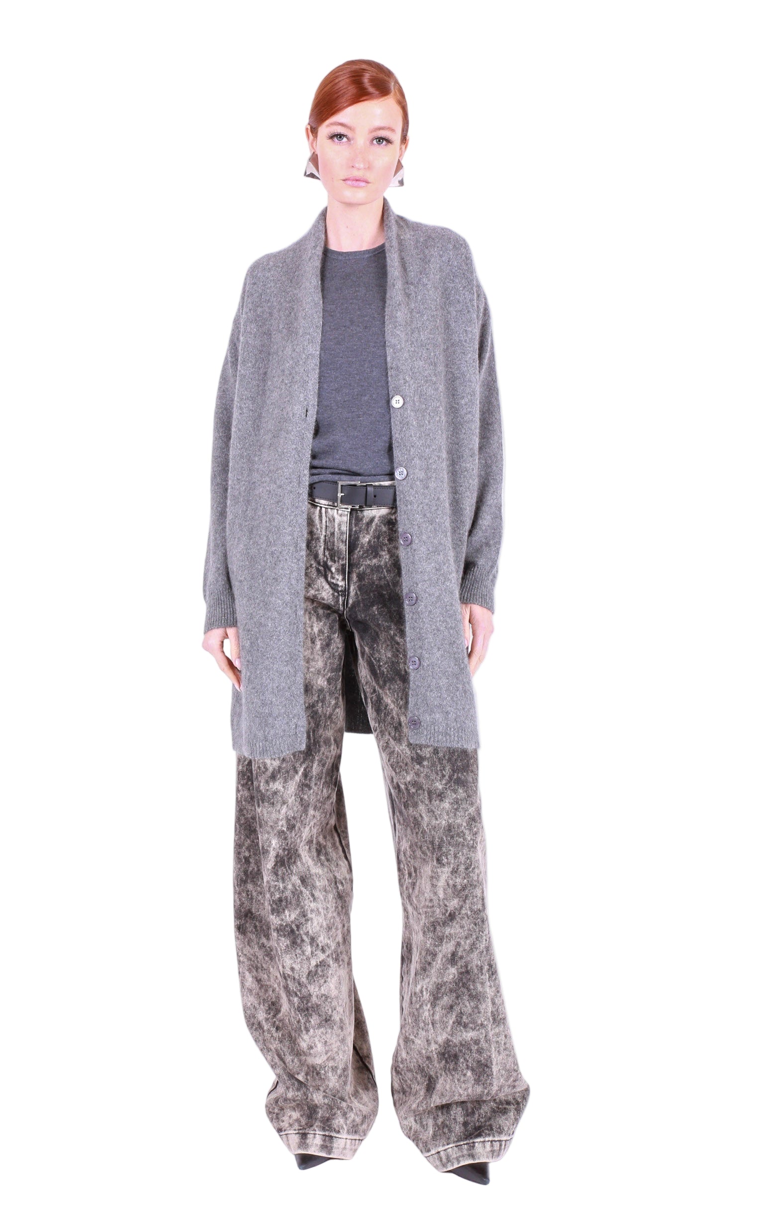 MAJESTIC FILATURES Merino Fox Midi Cardigan Grey