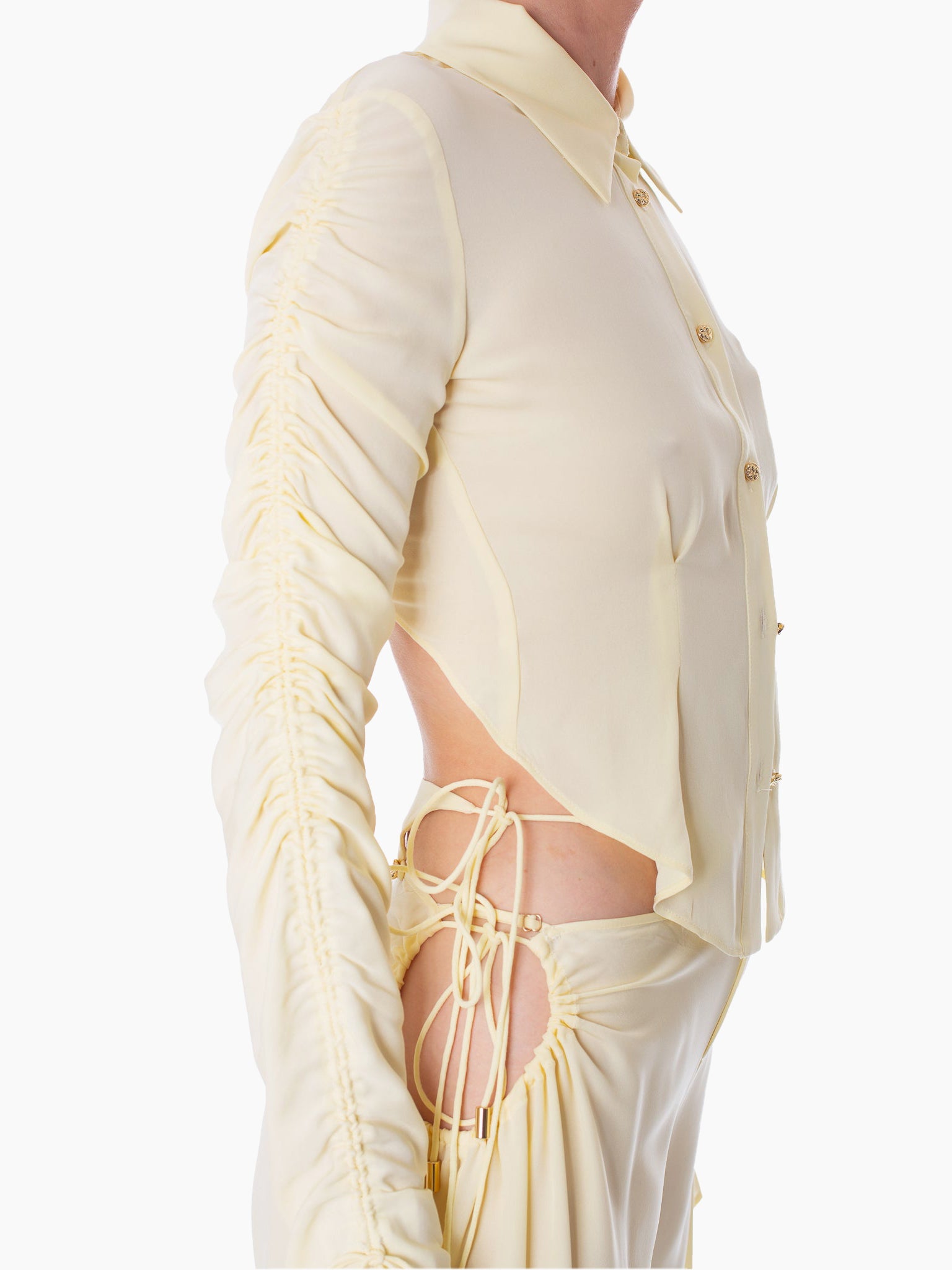 HAN WEN STUDIO Open Back Fitted Strappy Sleeve Blouse