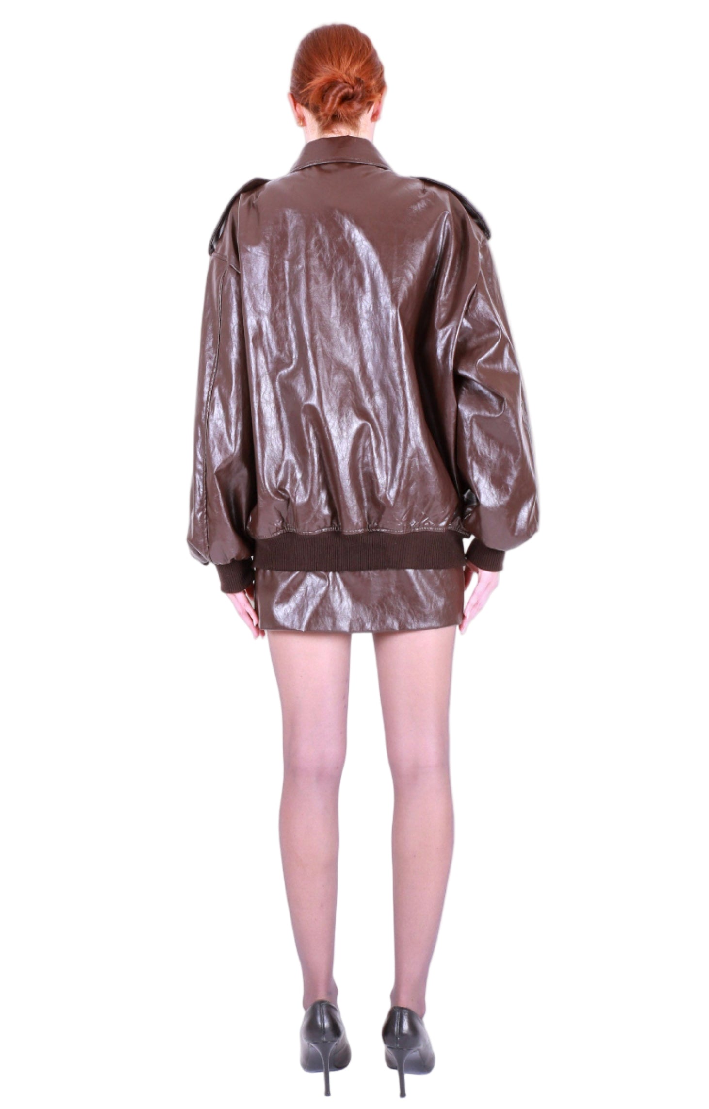 FEDERICA TOSI Oversized Metallic Leather Bomber