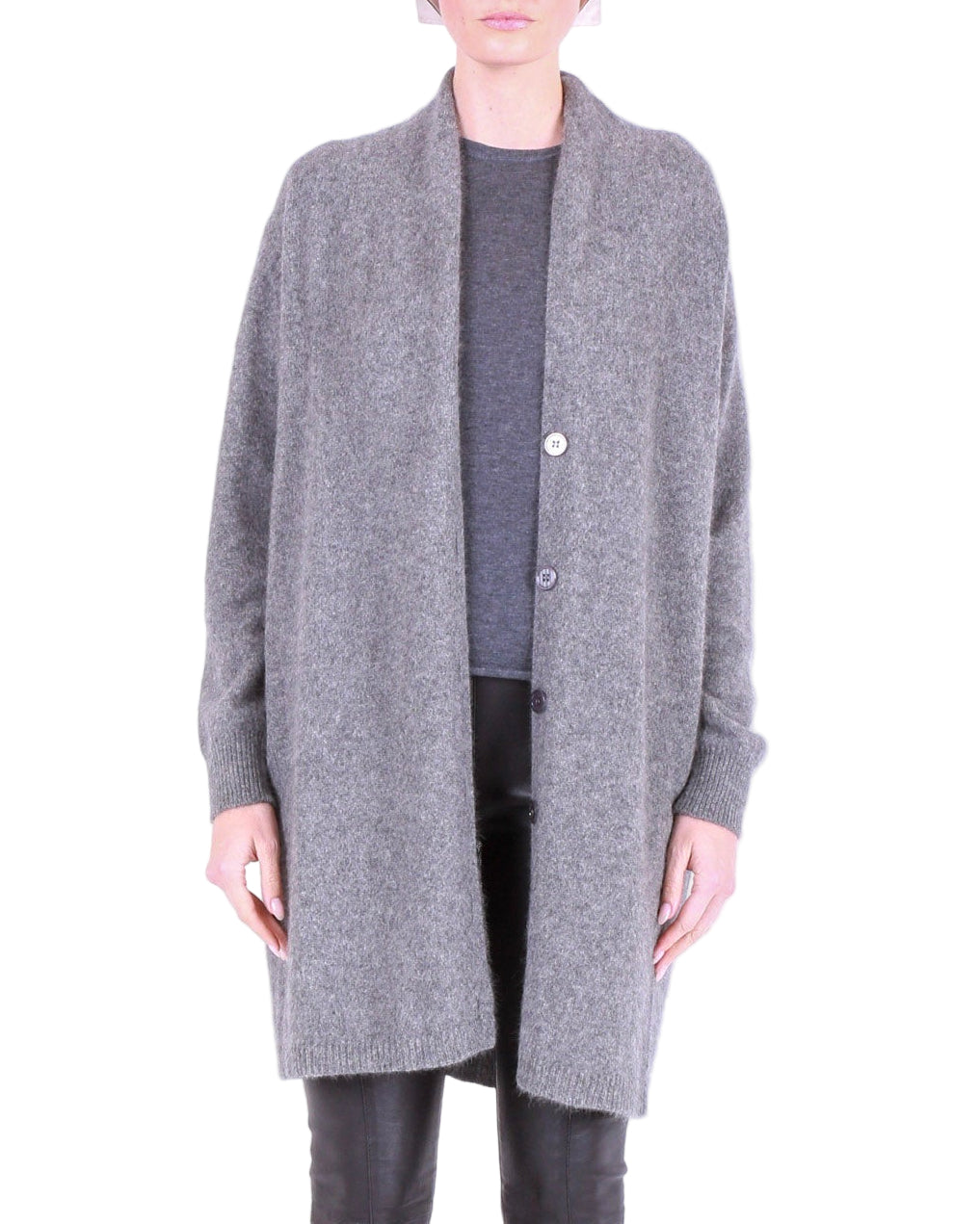 MAJESTIC FILATURES Merino Fox Midi Cardigan Grey