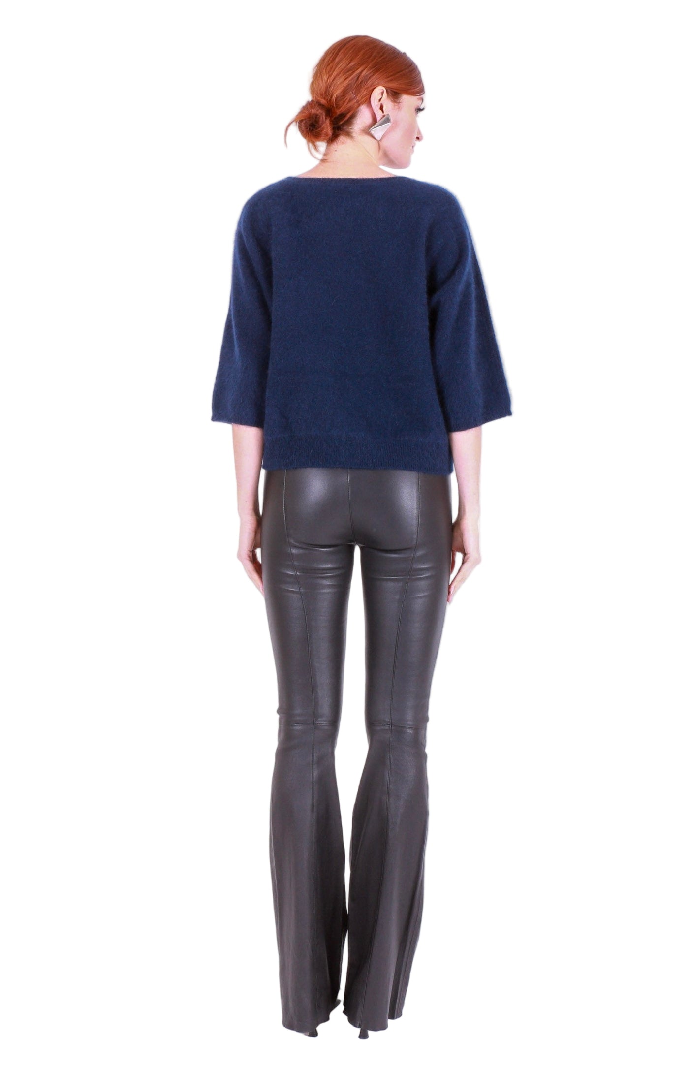 MAJESTIC FILATURES 3/4 Sleeve Crewneck Navy