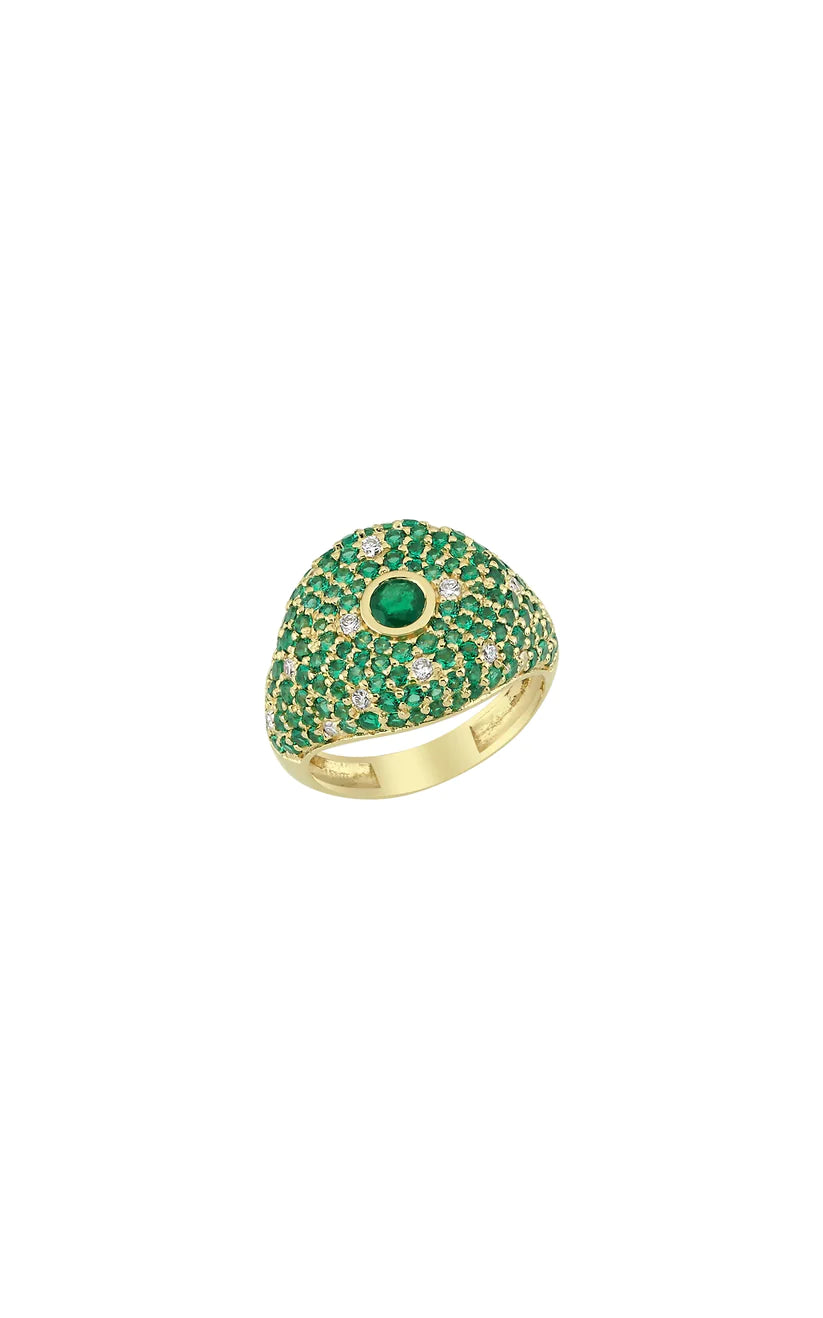 CHARMS COMPANY Diamond, Emerald, Tsavorit Pave Bonbon Ring