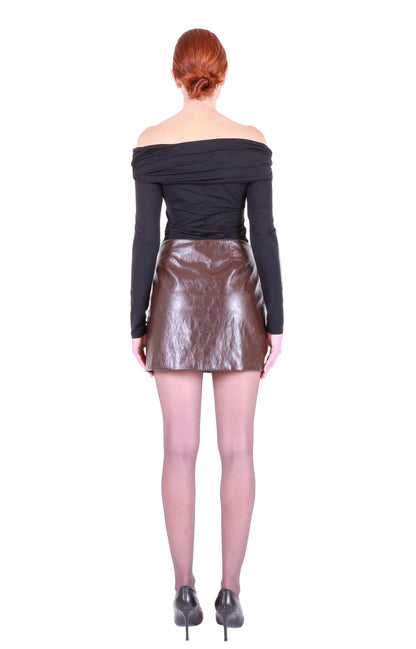 FEDERICA TOSI Metallic Leather Mini Skirt