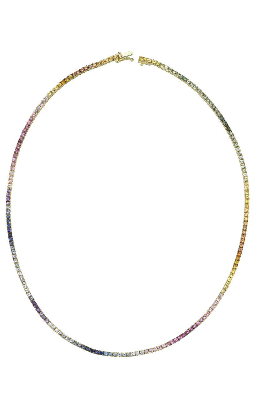 CHARMS COMPANY  Rainbow Sapphire Tennis Necklace
