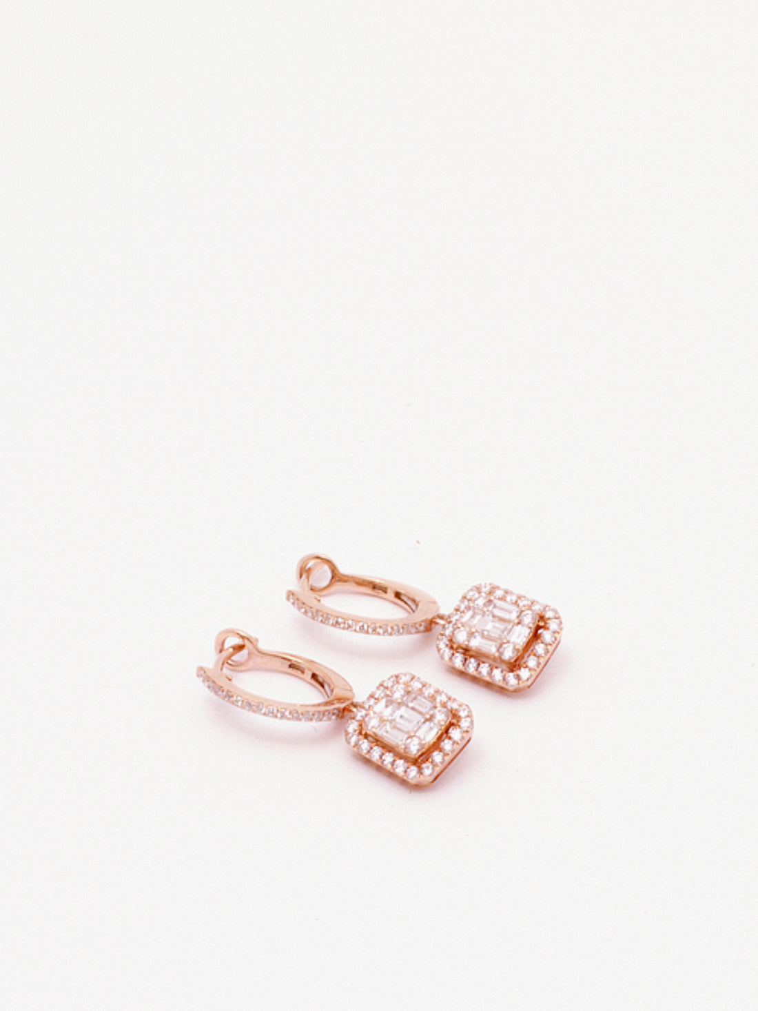 ANEV Square Diamond Dangle Huggies