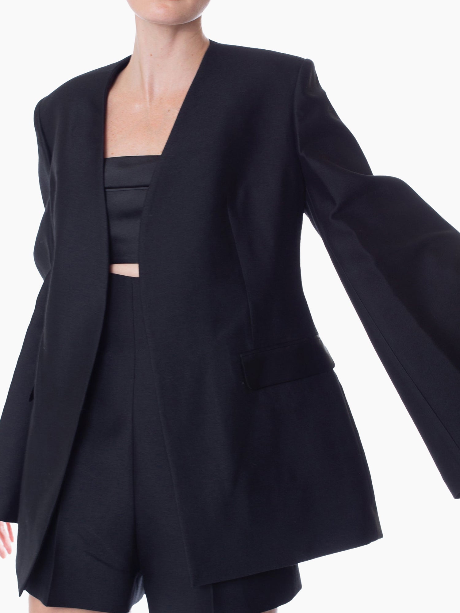 GIA STUDIOS Silk Wool Flared Sleeve Jacket