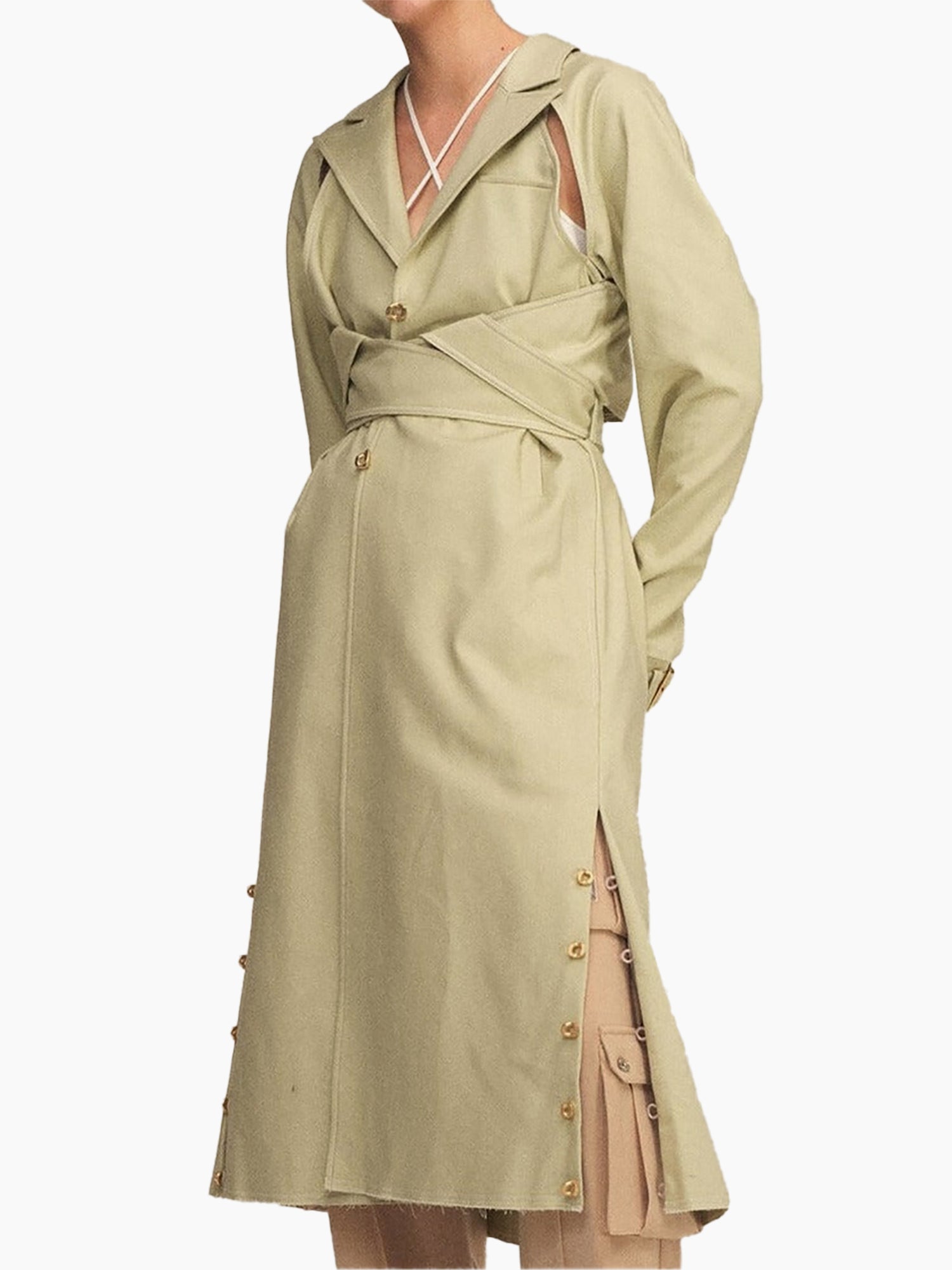 HAN WEN STUDIO Layered-Back Cotton Trench Coat