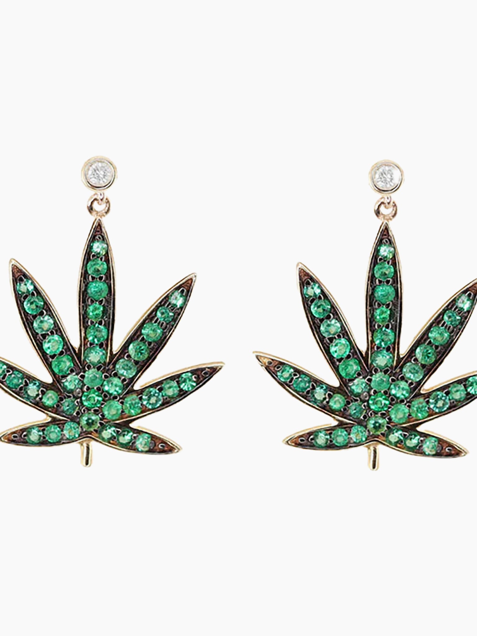 LUNA SKYE Diamond and Emerald Sweet Leaf Stud Drip Earring