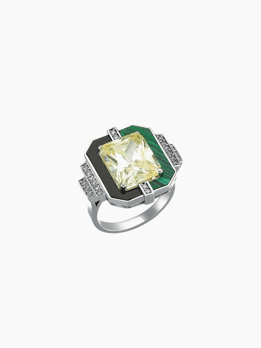 MELIS GORAL Luna Luce Malachite & Yellow Topaz Ring