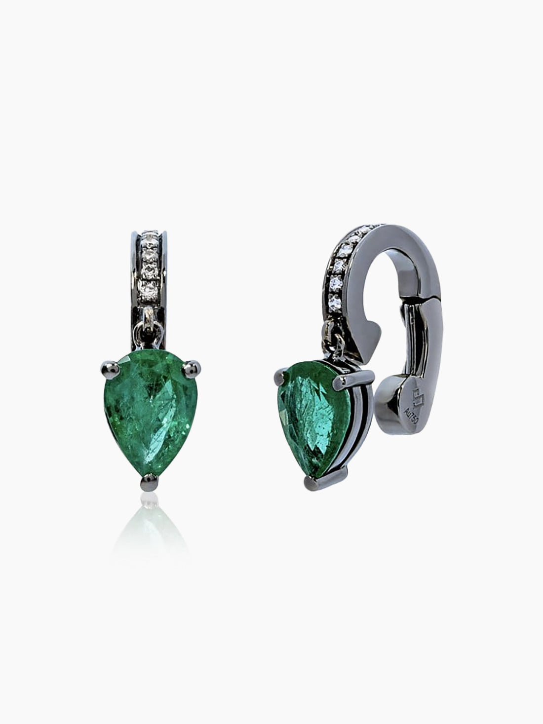 SAVOLINNA Dancing Piorra Ear Cuffs Dancing Emerald in Black Rhodium