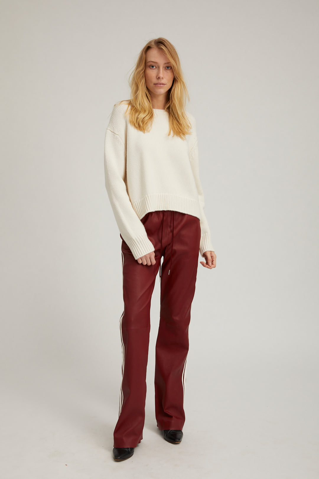 SPRWMN Athletic Sweatpant in Cherry and White