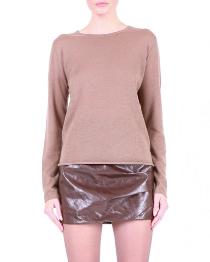 MAJESTIC FILATURES Long Sleeve Cashmere Crewneck Brown