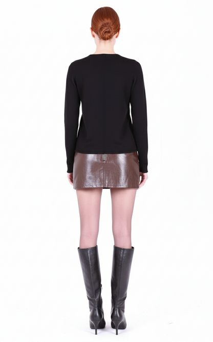 MAJESTIC FILATURES Long Sleeve Cashmere Crewneck Black