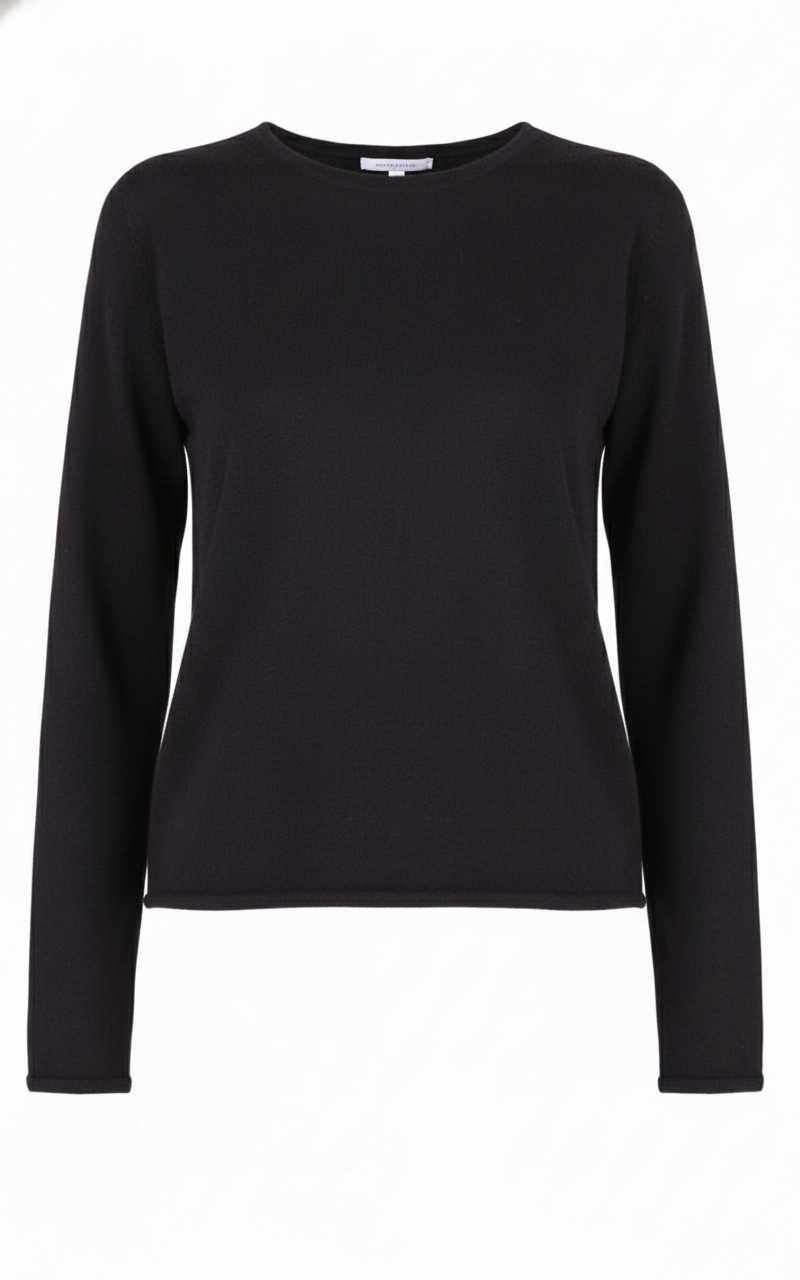 MAJESTIC FILATURES Long Sleeve Cashmere Crewneck Black