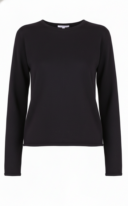 MAJESTIC FILATURES Long Sleeve Cashmere Crewneck Black