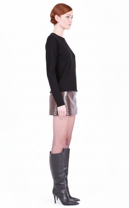 MAJESTIC FILATURES Long Sleeve Cashmere Crewneck Black