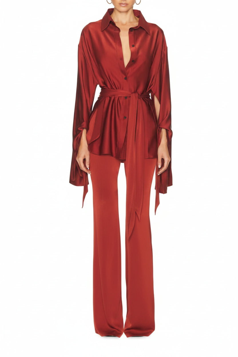 ATLEIN Oversized Knot Detail Shirt