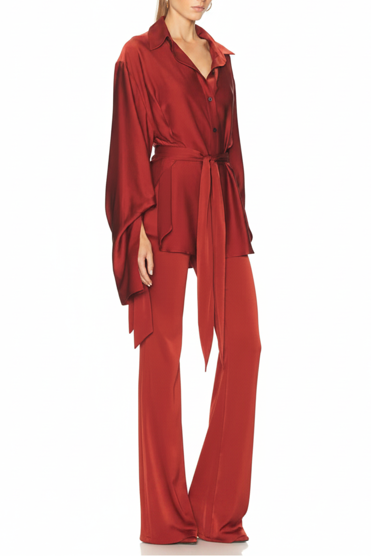 ATLEIN Oversized Knot Detail Shirt