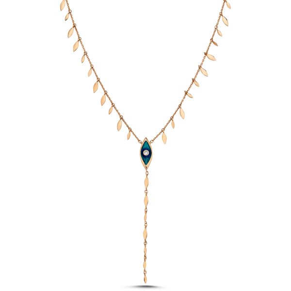 SELDA Evil Eye Seed Necklace with Enamel&amp;White Diamond LARGE