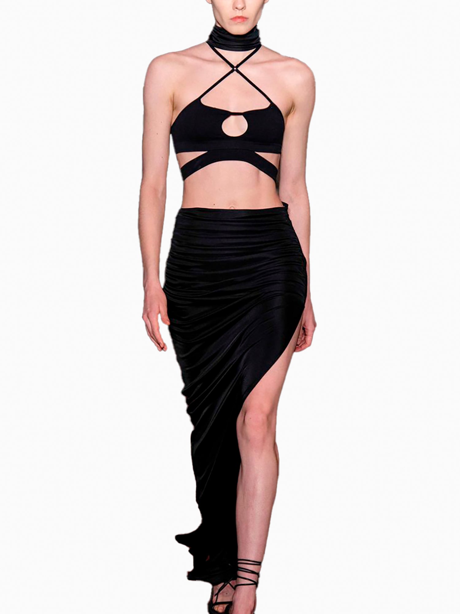 ANDREA ADAMO Ribbed Jersey Bra With Strappy Details