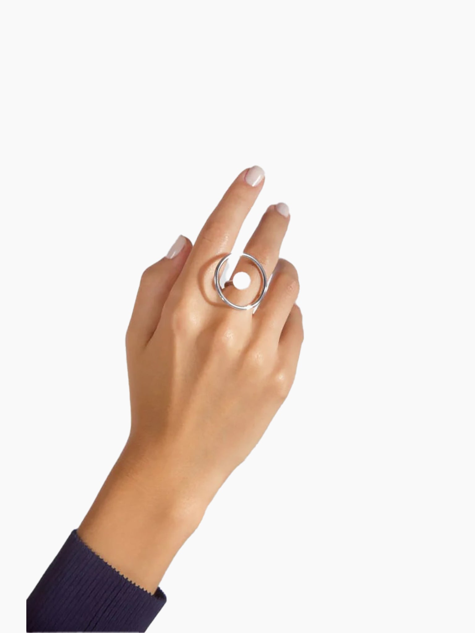 MAM Circular Silver Ring with White Quartz